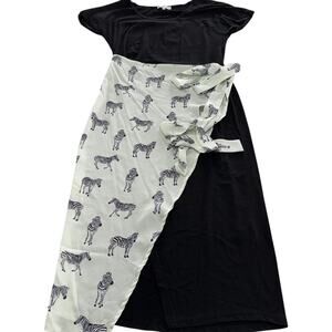 Never Fully Dressed Dress Womens US 8 Black Zebra Print Tie‎ Waist Midi Belted